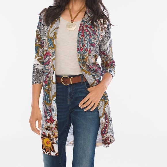 Chico's Sweaters - Chico’s Floral Paisley Long Cardigan